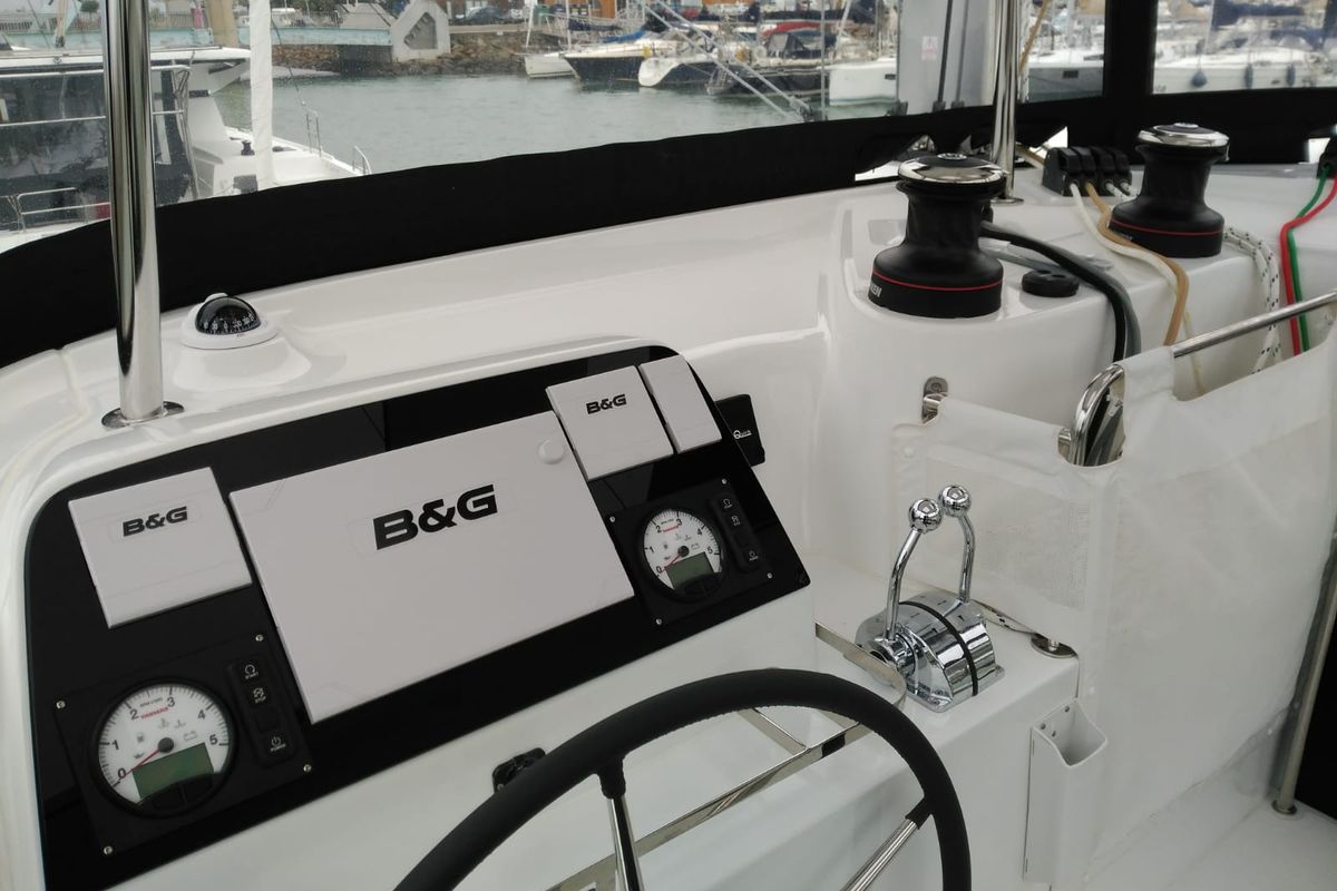 Cockpit of Estella, a Lagoon 42 catamaran at Alameda, United States