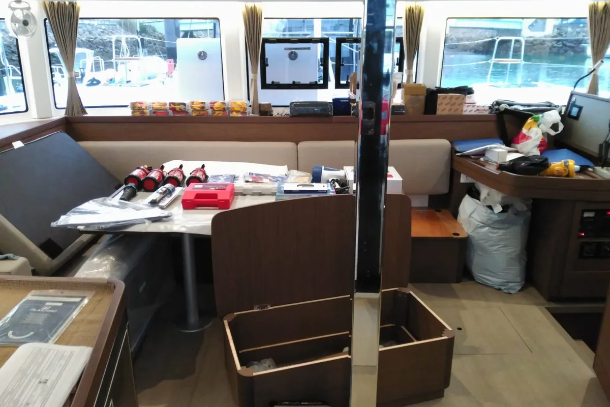 Salon of Estella, a Lagoon 42 catamaran at Alameda, United States