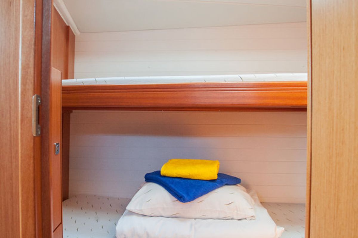 Cabin on Game Point, a Bavaria Cruiser 51 sailboat at Dubrovnik, Croatia