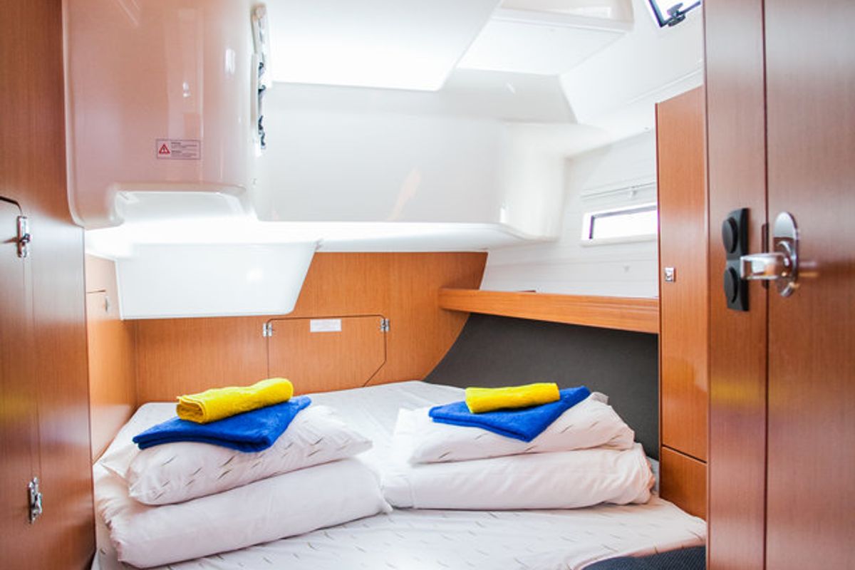 Cabin on Game Point, a Bavaria Cruiser 51 sailboat at Dubrovnik, Croatia