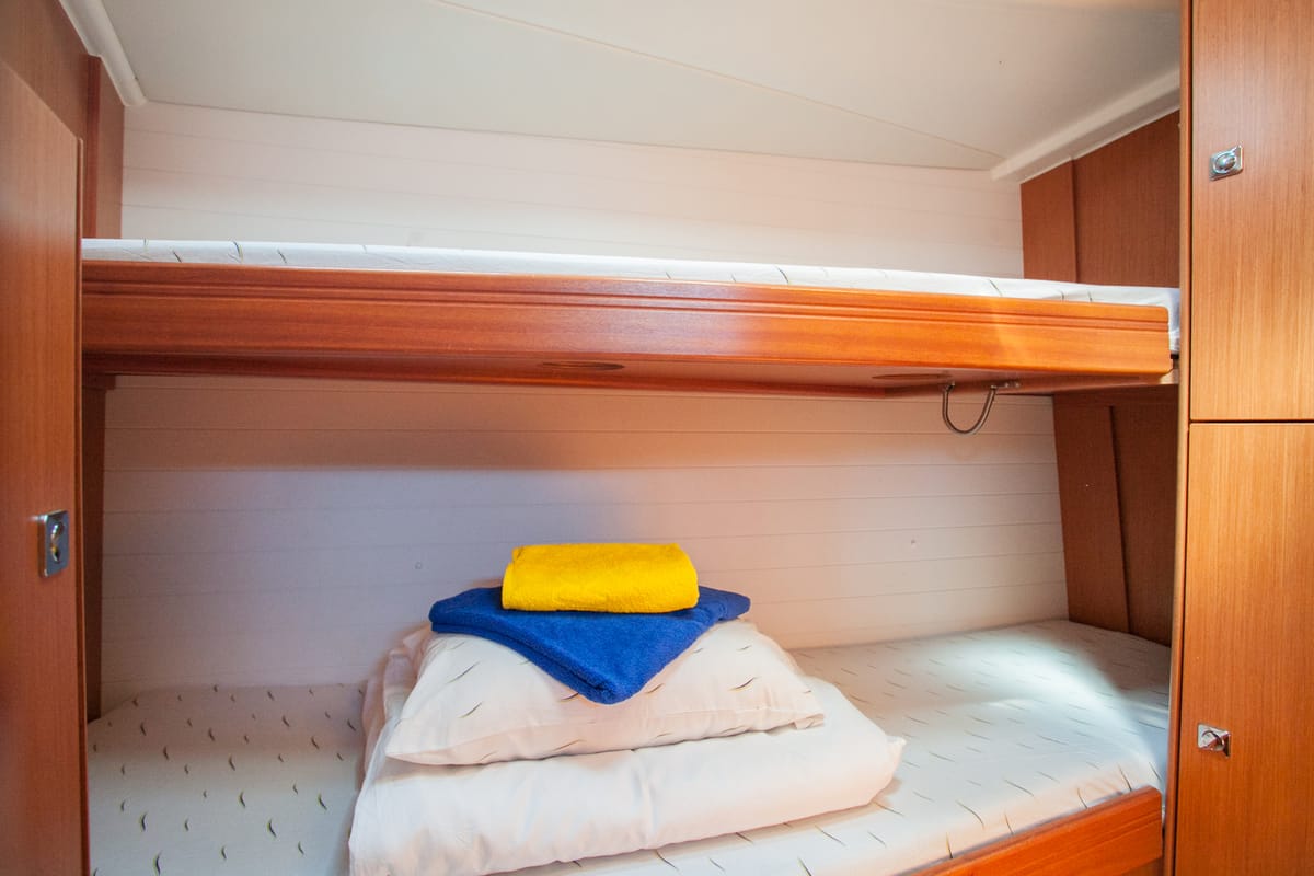 Cabin on Game Point, a Bavaria Cruiser 51 sailboat at Dubrovnik, Croatia