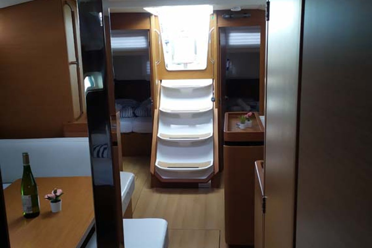 Salon of Uccelli, a Jeanneau Sun Odyssey 440 sailboat at Grad Trogir, Croatia