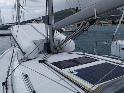 Deck of Uccelli, a Jeanneau Sun Odyssey 440 sailboat at Grad Trogir, Croatia