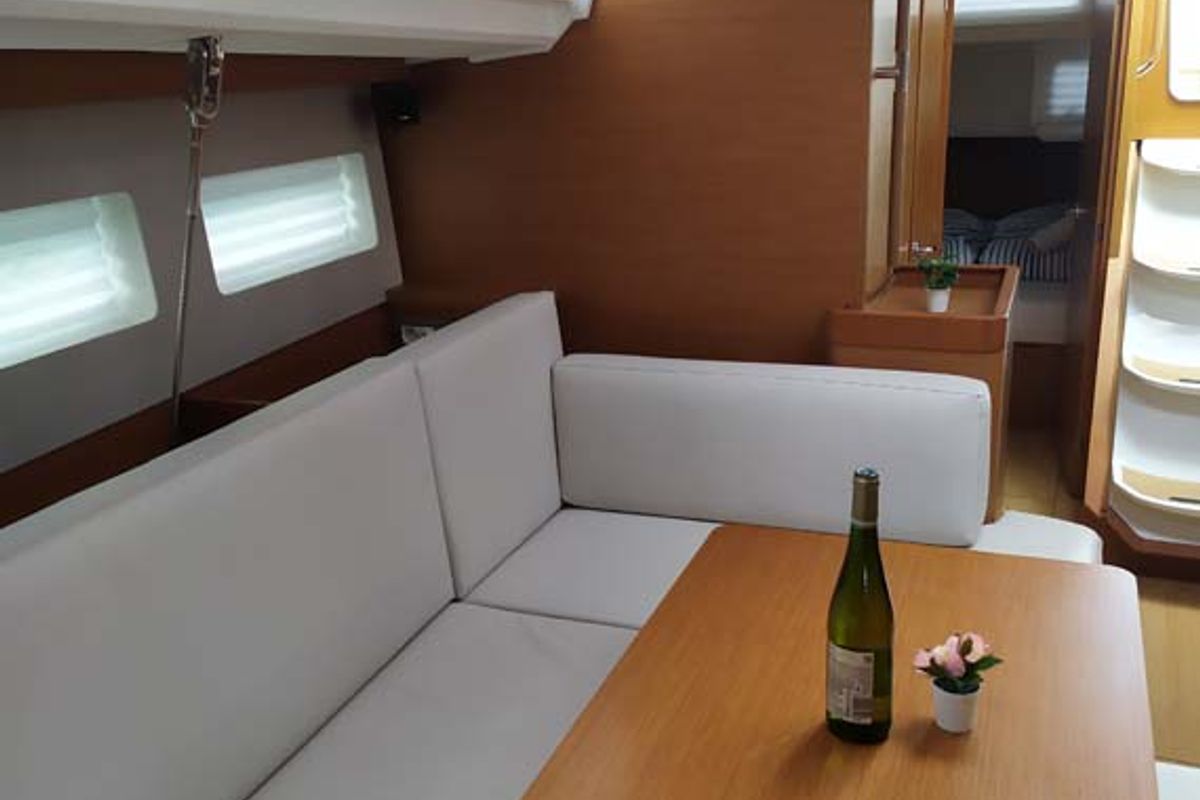 Salon of Uccelli, a Jeanneau Sun Odyssey 440 sailboat at Grad Trogir, Croatia