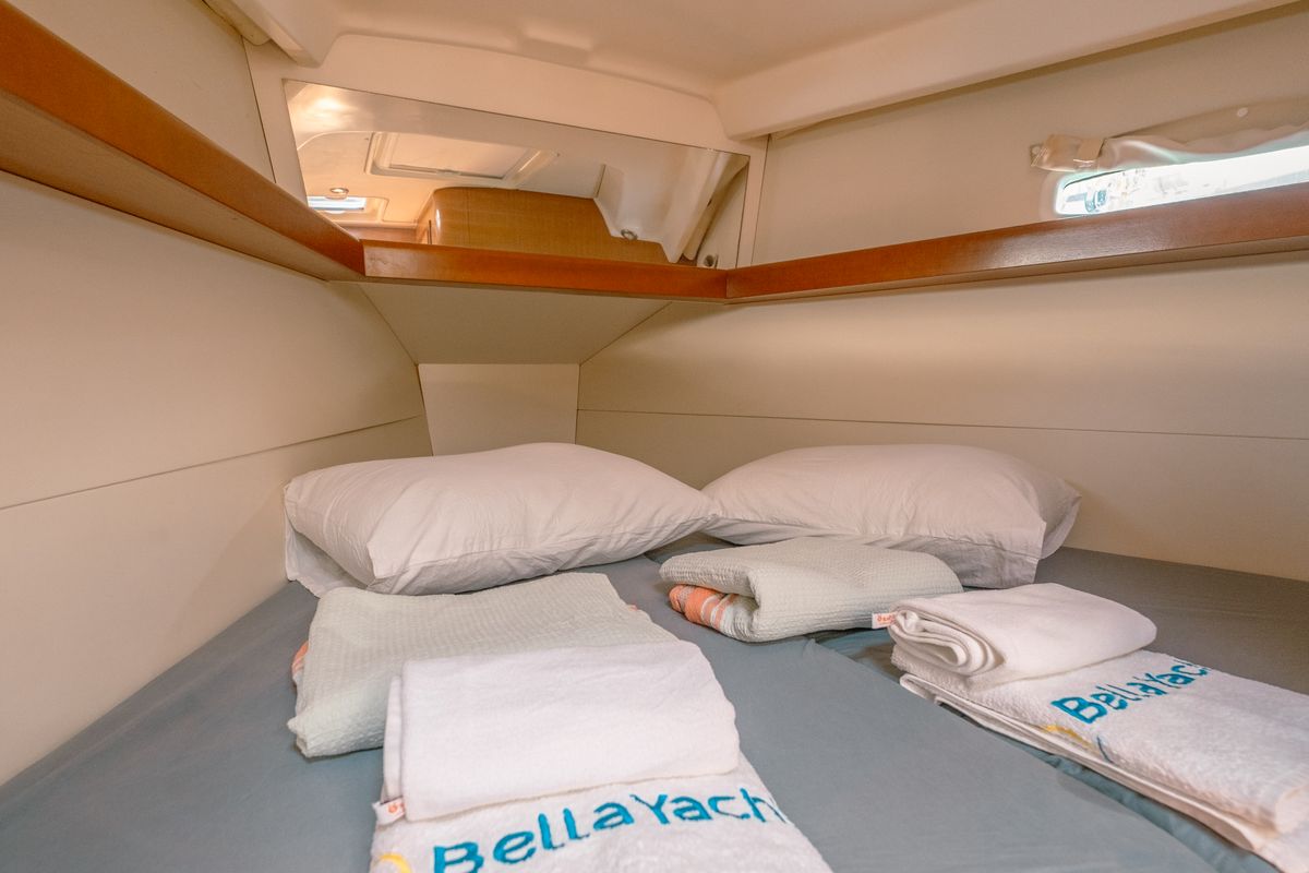 Cabin on Premium, a Beneteau Oceanis 40 sailboat at Fethiye, Turkey