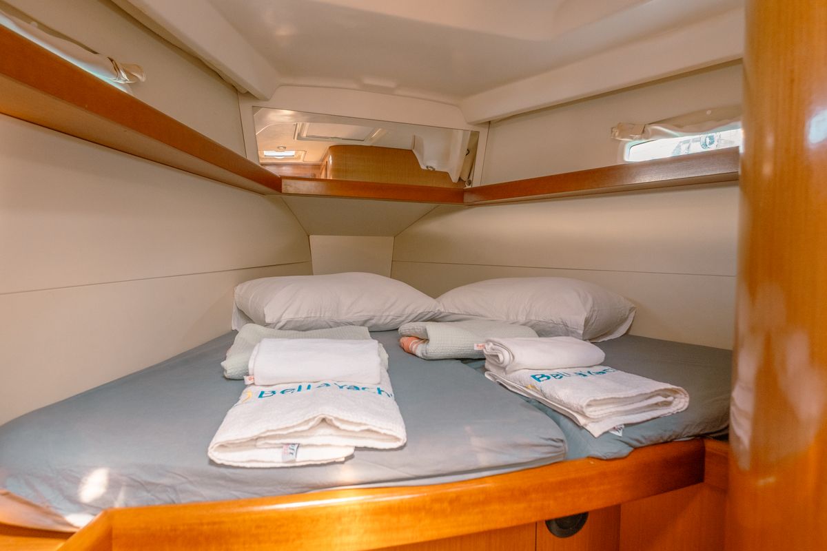 Cabin on Premium, a Beneteau Oceanis 40 sailboat at Fethiye, Turkey