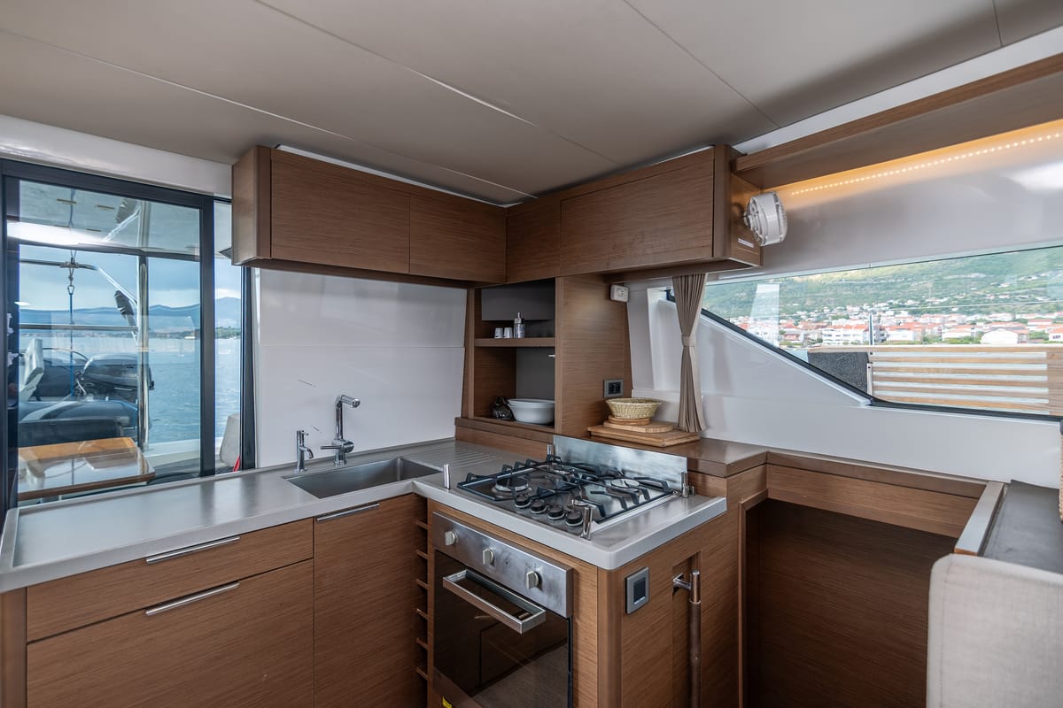 Galley of Katka, a Lagoon 50 catamaran at Grad Kaštela, Croatia