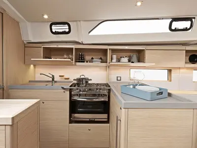 Galley of FriendSEAp, a Beneteau Oceanis 46.1 sailboat at Municipal Unit of Lefkada, Greece