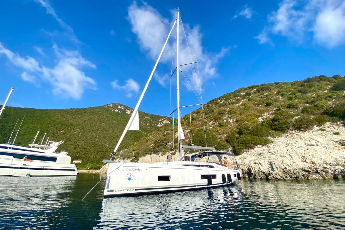 Exterior view of FriendSEAp, a Beneteau Oceanis 46.1 sailboat at Municipal Unit of Lefkada, Greece