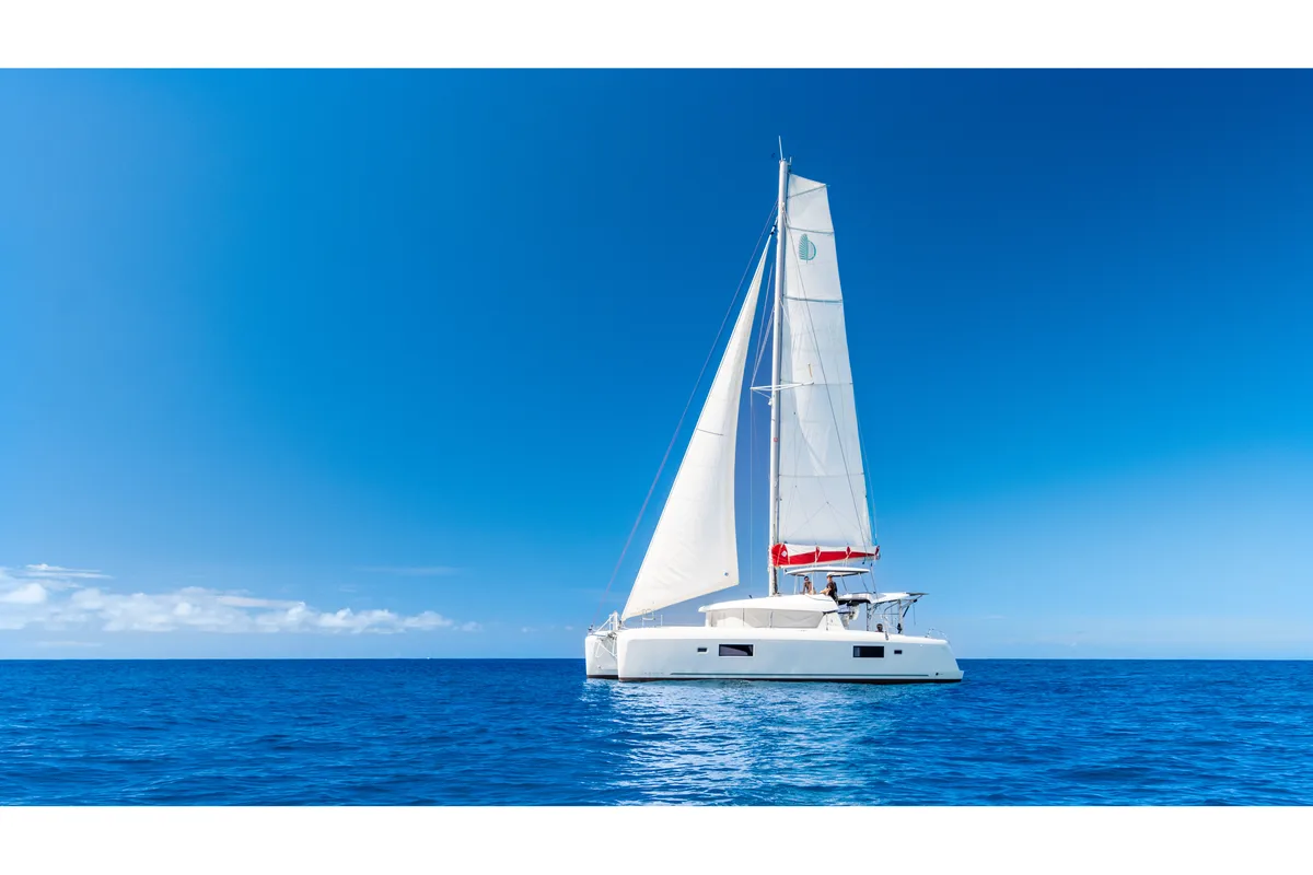 Exterior view of Alrisha, a Lagoon 42 catamaran at Bois D'Orange, Saint Lucia