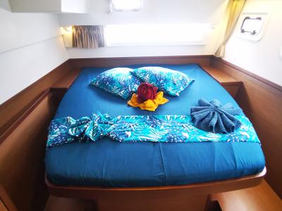 Cabin on Alrisha, a Lagoon 42 catamaran at Bois D'Orange, Saint Lucia