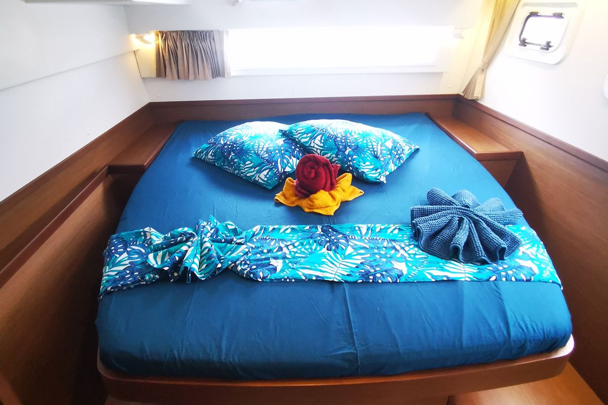 Cabin on Alrisha, a Lagoon 42 catamaran at Bois D'Orange, Saint Lucia