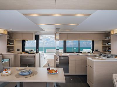 Galley of Thirteen, a Lagoon 46 catamaran at Olbia, Italy