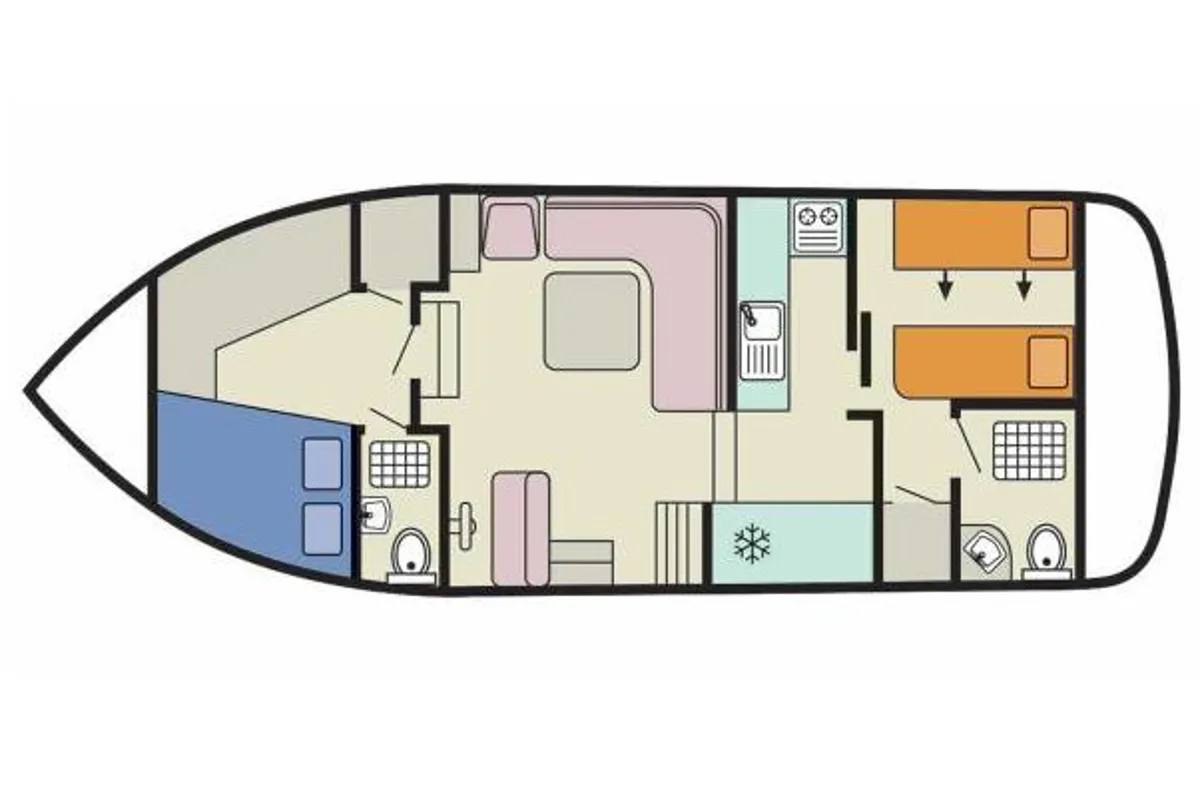 Floor plan of Corvette A - Budget 3, a Cygnet Corvette A motorboat at Hessel, United States