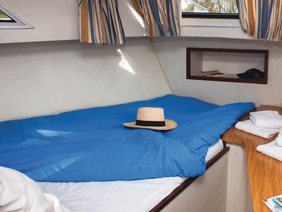 Cabin on Corvette A - Budget 3, a Cygnet Corvette A motorboat at Hessel, United States