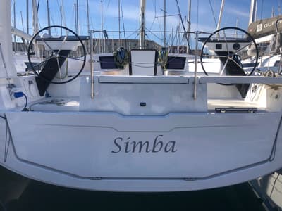 Cockpit of Simba, a Dufour 41 sailboat at Tonnarella, Italy