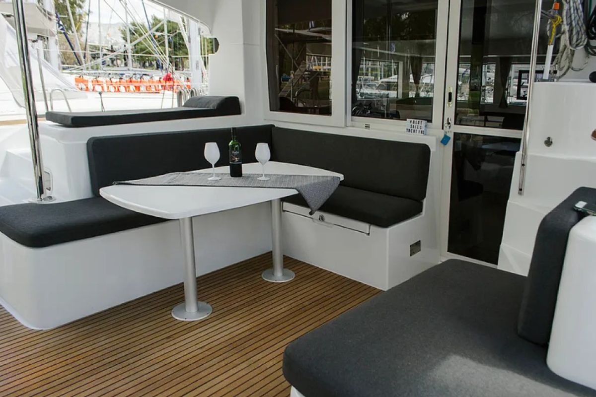 Deck of Anemoni, a Lagoon 40 catamaran at Preveza, Greece