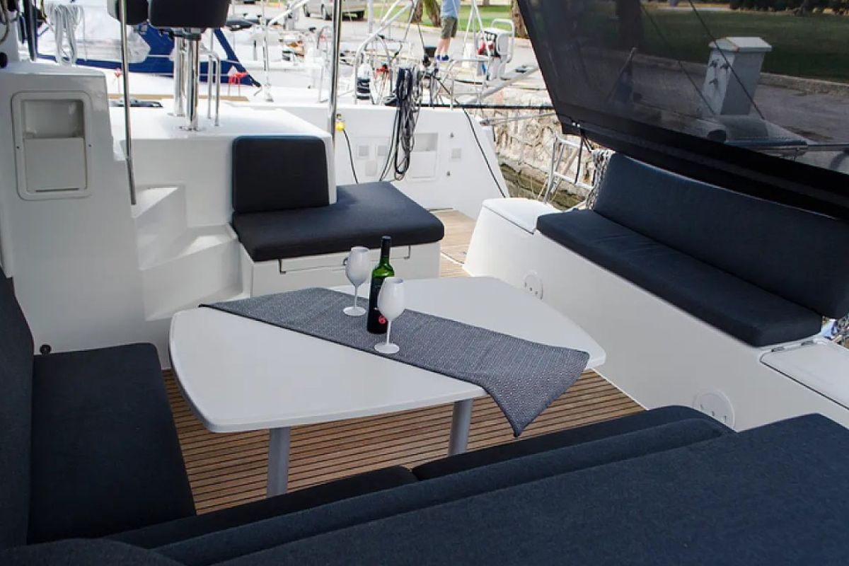 Deck of Anemoni, a Lagoon 40 catamaran at Preveza, Greece
