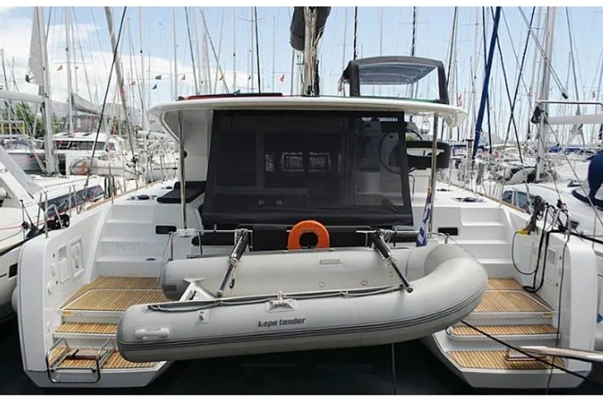 Deck of Anemoni, a Lagoon 40 catamaran at Preveza, Greece