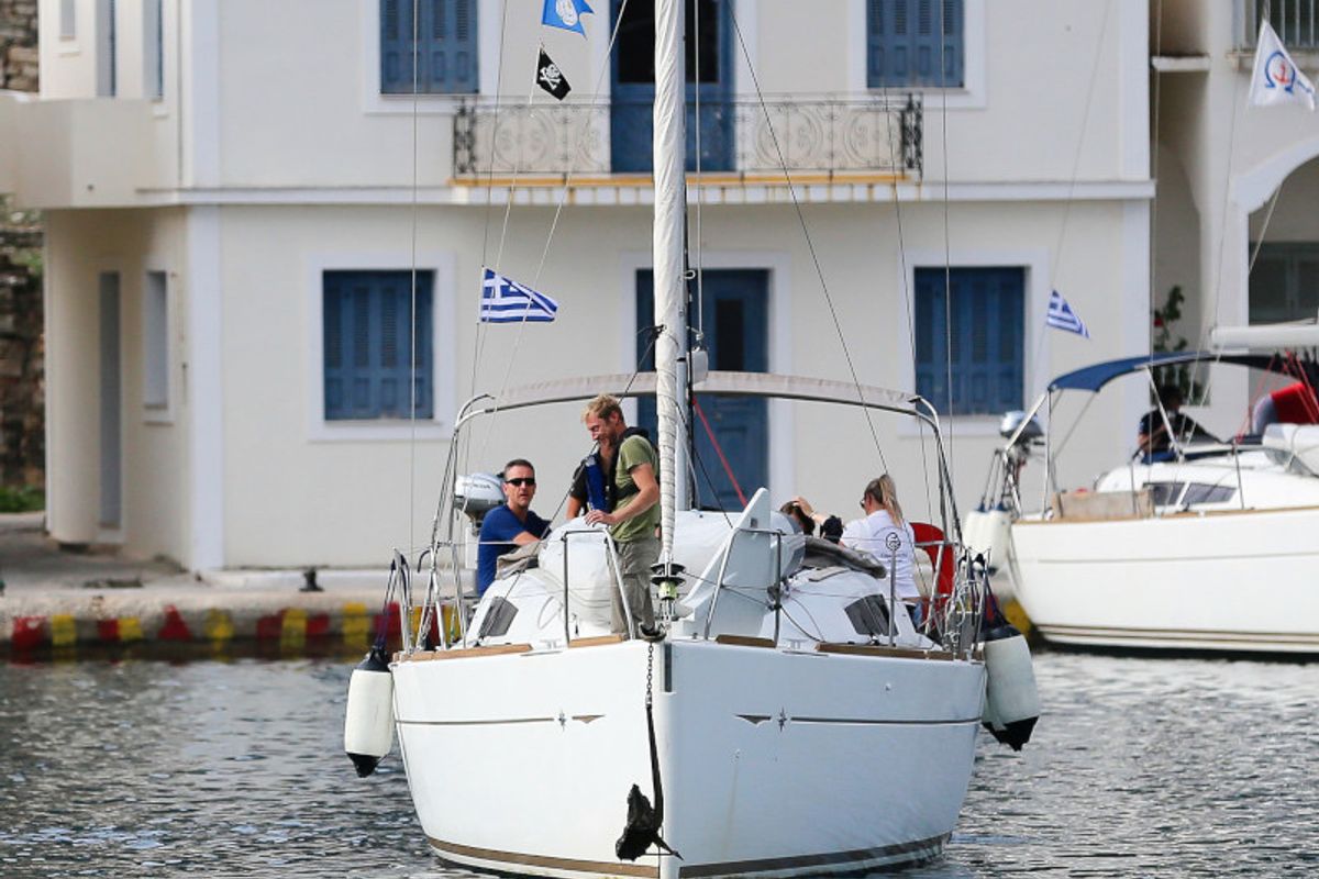 Exterior view of Omega, a Jeanneau Sun Odyssey 33i sailboat at Gouvia, Greece