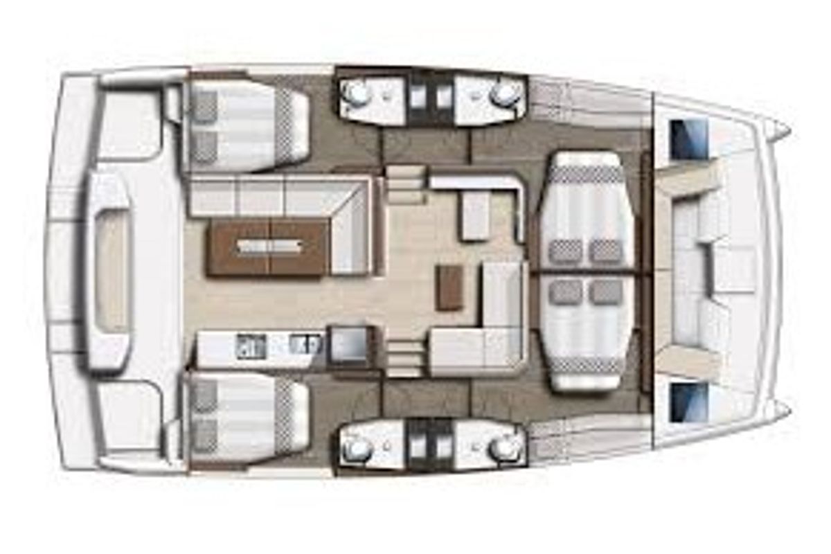 Floor plan of Kos 40 , a Bali Catspace catamaran at Preveza, Greece