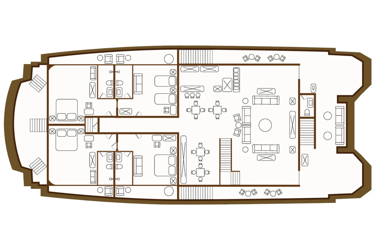Floor plan of Elite - Cabin 5, a Gulet Power Catamaran catamaran at Baltra, Ecuador