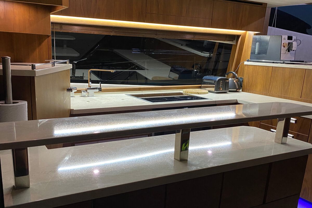 Galley of Gremix, a Galeon 550 Fly yacht at Grad Šibenik, Croatia