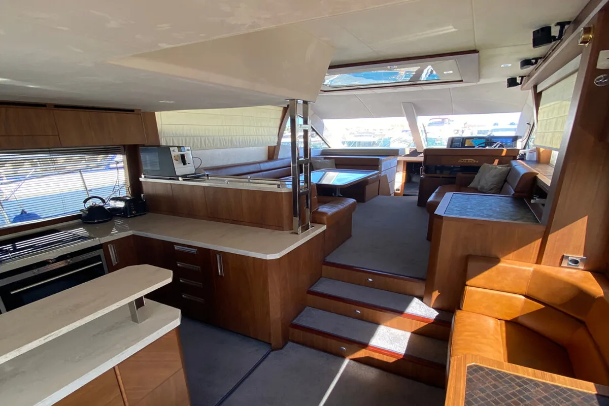 Salon of Gremix, a Galeon 550 Fly yacht at Grad Šibenik, Croatia