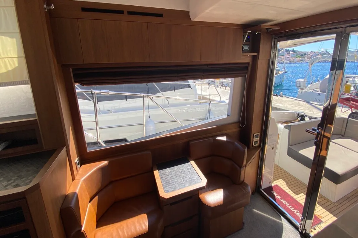 Salon of Gremix, a Galeon 550 Fly yacht at Grad Šibenik, Croatia