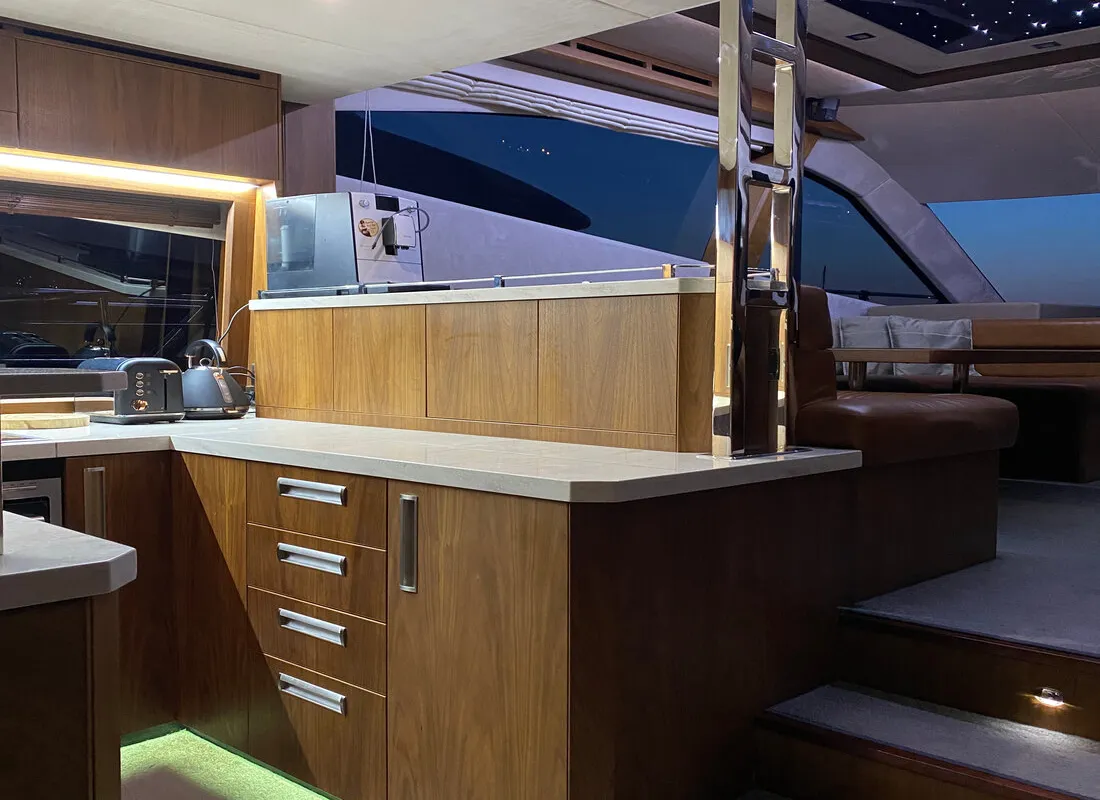 Galley of Gremix, a Galeon 550 Fly yacht at Grad Šibenik, Croatia