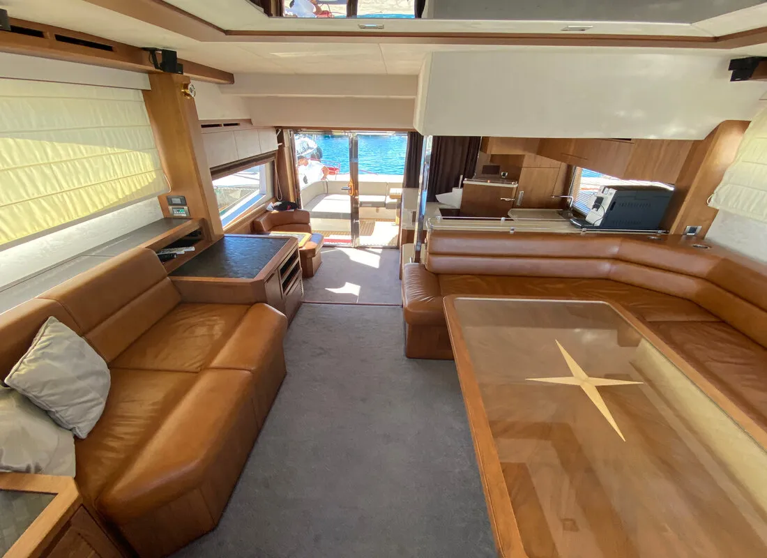 Salon of Gremix, a Galeon 550 Fly yacht at Grad Šibenik, Croatia