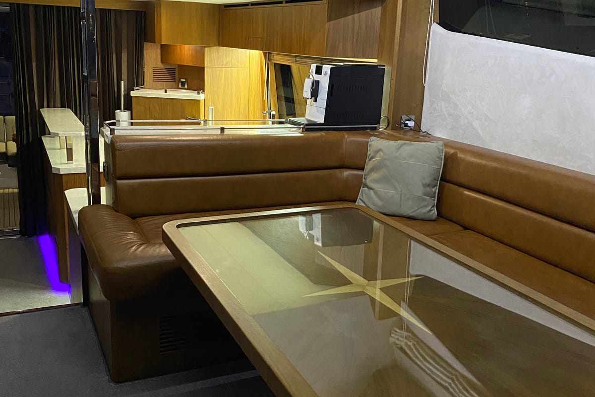 Salon of Gremix, a Galeon 550 Fly yacht at Grad Šibenik, Croatia
