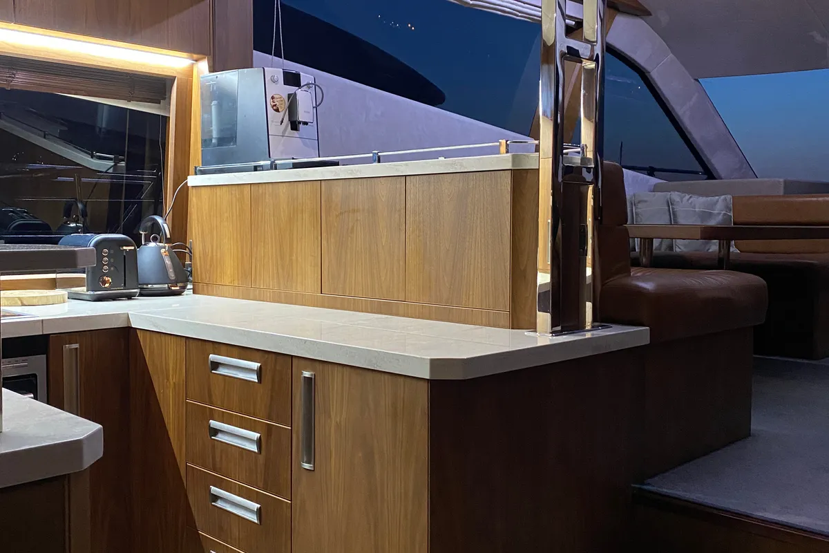 Galley of Gremix, a Galeon 550 Fly yacht at Grad Šibenik, Croatia