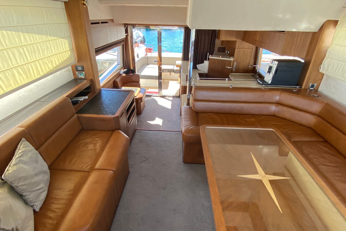 Salon of Gremix, a Galeon 550 Fly yacht at Grad Šibenik, Croatia