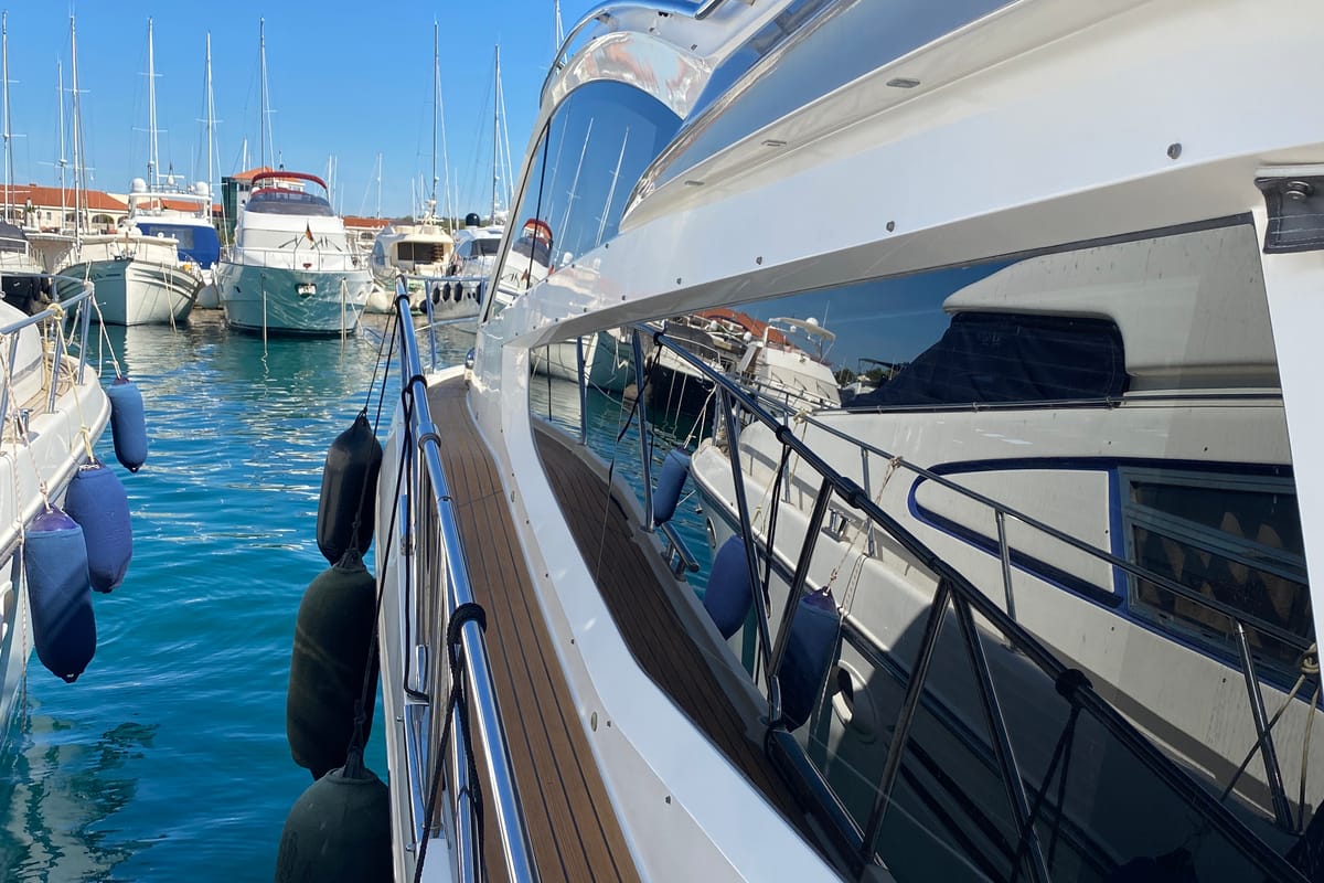 Salon of Gremix, a Galeon 550 Fly yacht at Grad Šibenik, Croatia