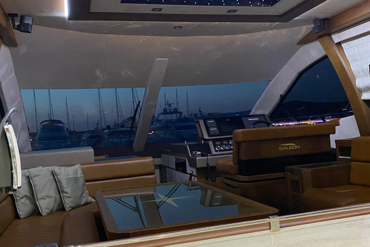 Salon of Gremix, a Galeon 550 Fly yacht at Grad Šibenik, Croatia