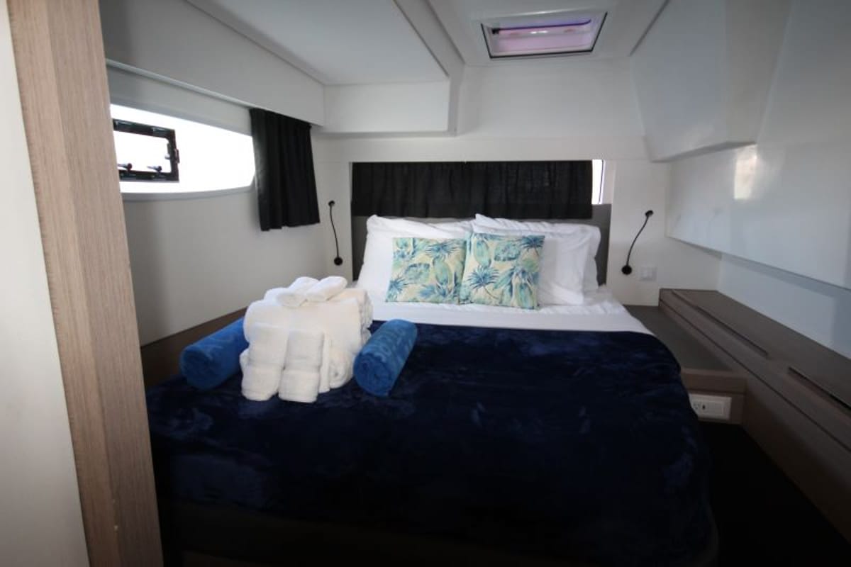 Cabin on La Belle Vie, a Fountaine Pajot Saona 47 catamaran at Charlotte Amalie, United States