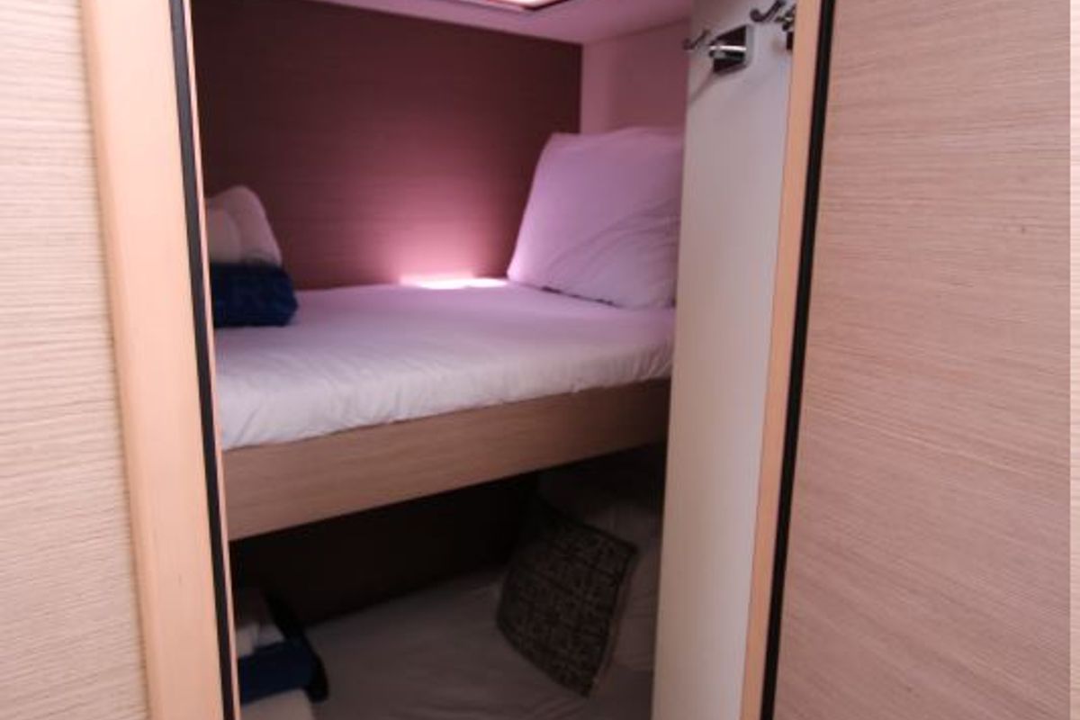 Cabin on La Belle Vie, a Fountaine Pajot Saona 47 catamaran at Charlotte Amalie, United States
