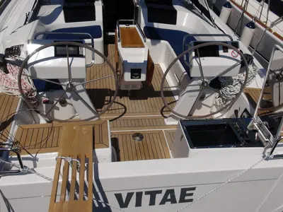 Cockpit of Vitae, a Hanse Yachts Hanse 455 sailboat at Općina Medulin, Croatia
