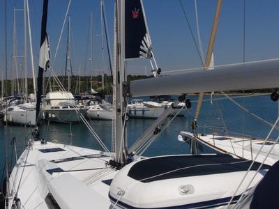 Deck of Vitae, a Hanse Yachts Hanse 455 sailboat at Općina Medulin, Croatia