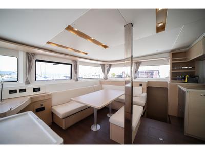 Salon of Sesamo, a Lagoon 46 catamaran at Olbia, Italy
