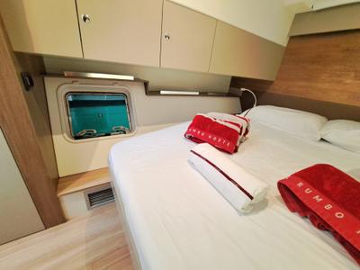 Cabin on TURANDOT, a Bali Catspace catamaran at Sant Antoni de Portmany, Spain