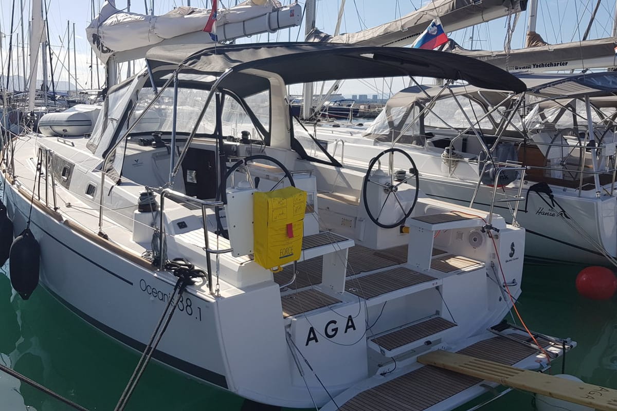 Aga, a Beneteau Oceanis 38.1 sailboat at Grad Biograd na Moru, Croatia