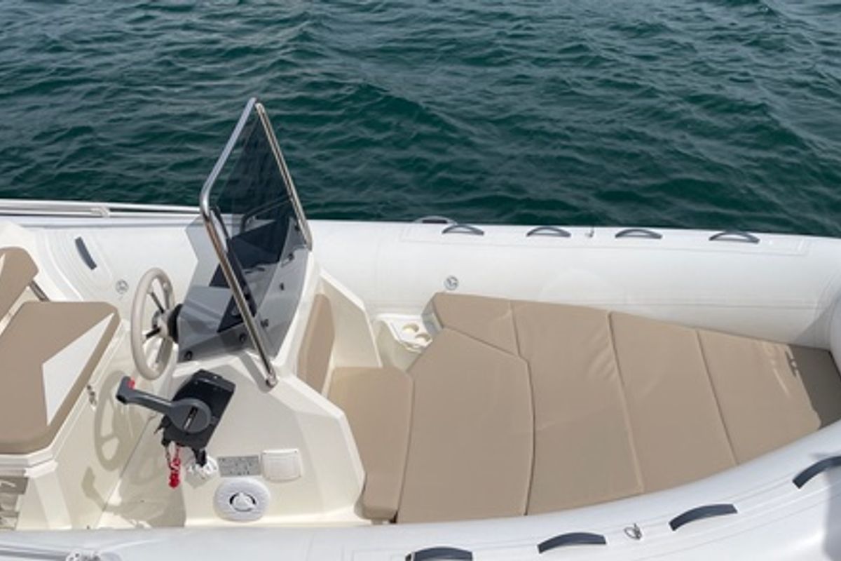 Cockpit of Cap 570, a Capelli Tempest 570 motorboat at Porto Cervo, Italy