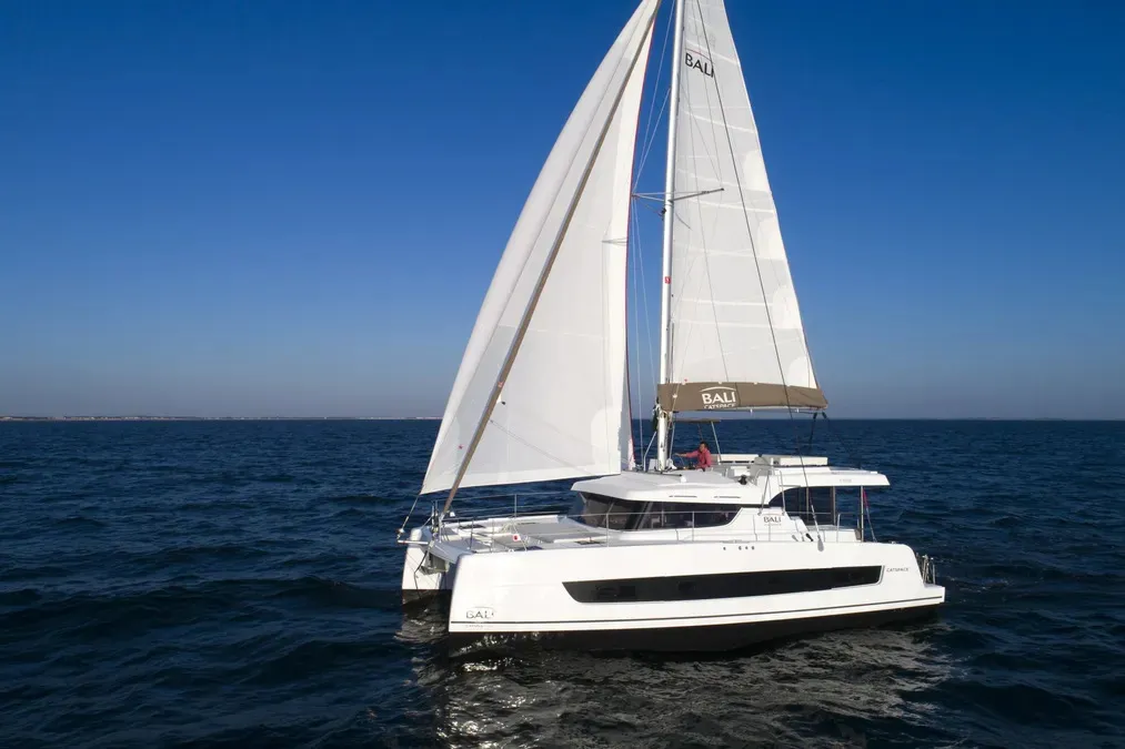 Exterior view of Hasta La Vista, a Bali Catspace catamaran at Grad Šibenik, Croatia