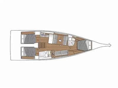 Floor plan of Kuroneko, a Beneteau First 44 sailboat at Lavreotiki Municipal Unit, Greece