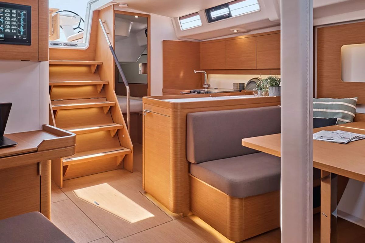 Salon of Kuroneko, a Beneteau First 44 sailboat at Lavreotiki Municipal Unit, Greece