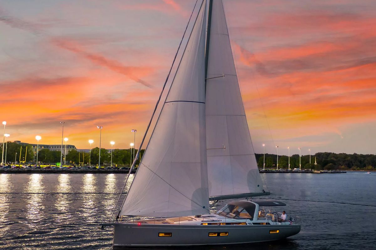 Exterior view of Kuroneko, a Beneteau First 44 sailboat at Lavreotiki Municipal Unit, Greece