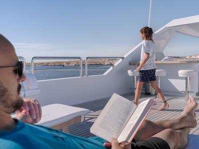 Deck of Seven Spices, a Gulet Luxury Motor Yacht yacht at El Gouna, Egypt