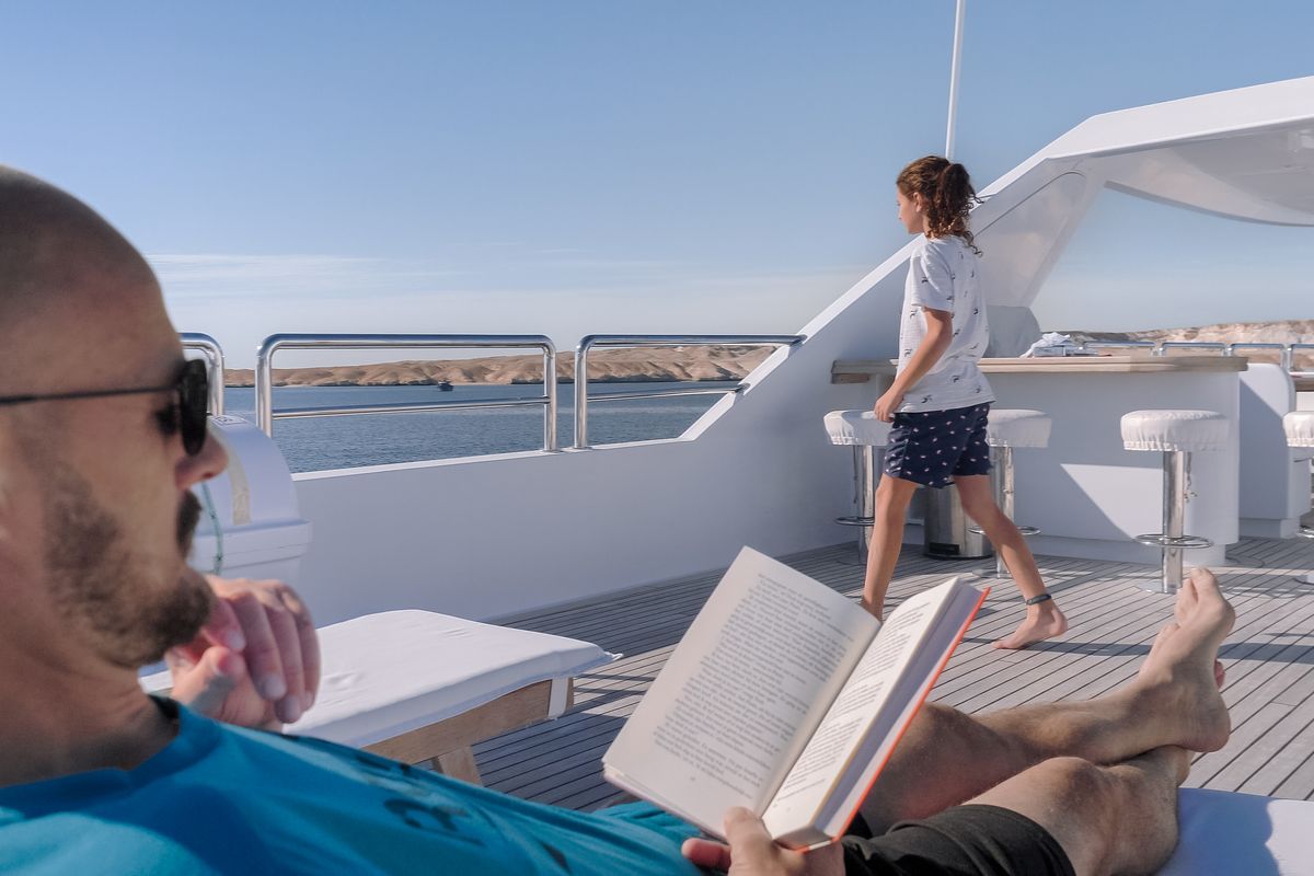Deck of Seven Spices, a Gulet Luxury Motor Yacht yacht at El Gouna, Egypt